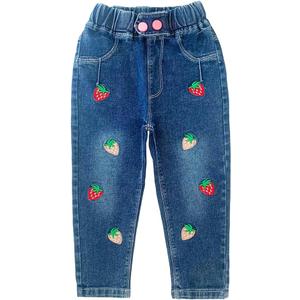 Peacolate 2-10Years Little Big Girl Spring Autumn Fall Trousers Pants Denim Jeans (6-7 Years, Strawberry)
