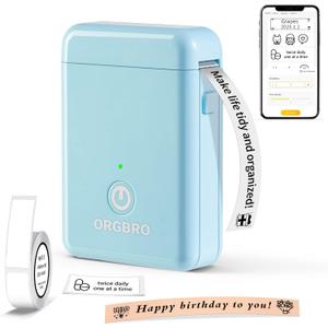 ORGBRO Label Maker Machine with Tape, X1 Portable Bluetooth Mini Label Printer, Support Pre-Cut & Continuous Label, Wireless Small Label Makers with Versatile App for School Home Office Organization