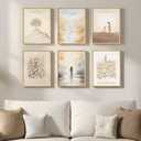 Framed Christian Wall Art Set of 6, Neutral Bible Verse Prints with Jesus Scripture Stories Inspirational Artwork, Religious Decor for Living Room Bedroom Classroom Prayer Room, 11x14 Inch