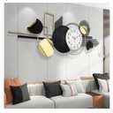 ERMOFAV Metal Wall Art, Black and White Decor for Living Room, Abstract Modern Creative Geometric Round Art Decor 56" × 24" Large 3D Wall Clock for Bedroom, Dining Room, Home Hanging Wall Sculpture