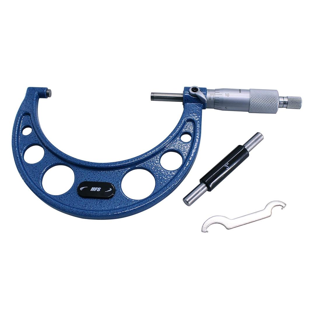 HFS(R) 3-4" Outside Micrometer with 0.0001" Accuracy, Carbide Anvil and Laser-Etched Scale