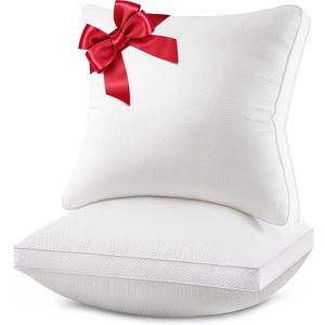 18x18 Pillow Inserts Set of 2, Down Alternative Throw Pillow Inserts with 100% Cotton Cover, Machine Washable Reading Pillows, Decorative Pillows for Bed, Sofa, and Couch (White)