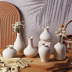 Tioncy Set of 12 Small Ceramic Vase Decorative White Modern Mini Ceramic Flower Vases for Coffee Table Centerpieces Home Living Room Bud Shelf Entryway Boho Vintage Farmhouse Decor