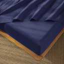 MooMee Fitted Bottom Sheet Only 100% Washed Cotton Linen Like Textured Breathable Durable Soft Comfy Deep Pocket Fits Mattress up to 17" (Dark Blue, King)