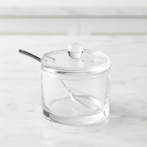 Sugar Bowl with Lid & Spoon, 8 Oz Acrylic Container Dishwasher Safe & Airtight, Perfect for Coffee, Tea, Cereal, and Kitchen Countertop Storage - Clear Canister Jar Dispenser