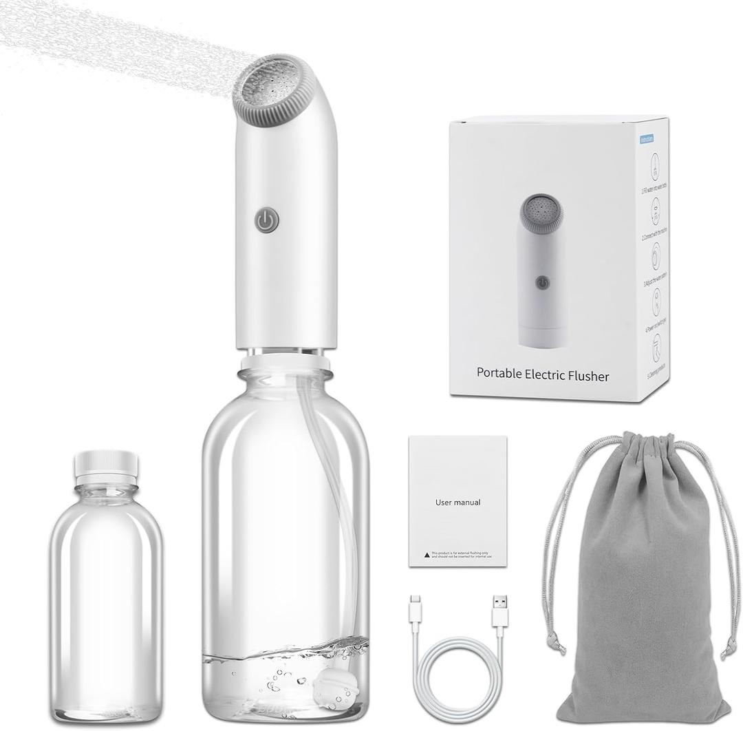 Portable Travel Bidet with Water Absorbing Ball, 360 Full Usage Electric Handheld Bidet Sprayer, Rechargeable USB-C, Dual Modes Feminine Washer for Postpartum Care, Camping & Personal Hygiene