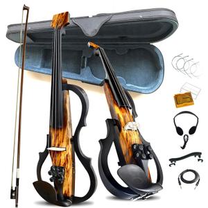 Premium Carbon Fiber Electric Violin Full Size 4/4,Professional Electric Violin for Adults Beginner,Teens,Electric Fiddle Kit with Pro Pick Case -ZNDS-2303