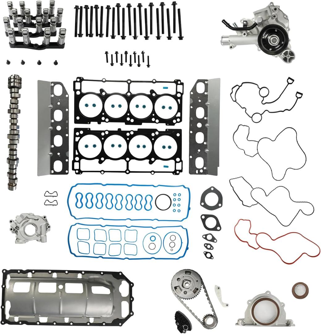KAX 5.7 HEMI MDS Lifters Camshaft Kit Timing Chain Kit Head Gasket Set Overhaul Rebuild Kit Compatible with Dodge Ram 1500 2009-2010 5.7L, Replace# 53021726AC, 53021726AE, 53021726AF, 53021726AD