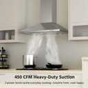 Range Hood 30 inch, 450 CFM Wall Mount Kitchen Hood in Stainless Steel with LED Lighting, 3 Speed Exhaust Fan, Ducted/Ductless Convertible (Charcoal Filters Included)