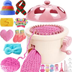SENTRO 32 Needle Knitting Machine,32 Needles Mushroom Knitting Machine for Adults and Beginners, Smart Automatic Circular Knitting Loom Crochet Machine Kit for Hat, Scarves, Gloves, Socks, Sweater