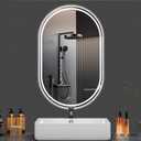 Oval LED Bathroom Mirror, 24"x 48" Frameless LED Mirror with Front Light and Backlit, Anti-Fog, Dimmable Modern Wall Mounted Lighted Mirror, Pill-Shaped Smart Mirror Bathroom