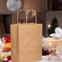 qiqee 50-Packs Brown Paper Gift Bags with Handles Bulk 11"x8.3"x4.3" Medium Size Paper Bags