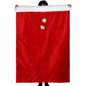 Treela 56 x 36 Inch Extra Large Christmas Velvet Santa Bag Jumbo Red Santa Gift Sack with Cord Drawstring Giant Christmas Claus Gift Bag Large Wrap Sack for Xmas Present Party Supply Holiday Wrapping