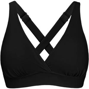 Women's Sporty Adjustable Wide Straps Bikini Top Large Bust Criss Cross Back Supportive Swimsuit Tops Only Black(Large)