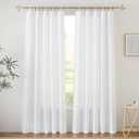 RYB HOME White Sheer Curtains Privacy Linen Textured Blend Half Translucent Window Treatment for Living Room Patio Sliding Door Bedroom, White W 70 x L 84 inch, 2 Pcs