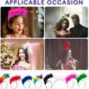 2 x 1920s Feather Fascinator Headband for Women Kentucky Derby Headpiece Fascinator Hats for Cocktail Wedding Tea Party (Mardi Gras)