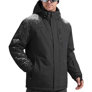 FREE SOLDIER Men's Waterproof Ski Snow Jacket Fleece Lined Warm Winter Rain Jacket with Hood Fully Taped Seams 3XL