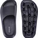 Platform Slides for Women and Men | Chunky Thick EVA Sole with Stable Support | Non-Slip for Daily Wear (9.5-10.5 Women/8-9 Men, Navy)