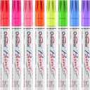 Overseas Neon Fluorescent Paint Marker Pens - 8 Colors Oil-Based Paint Markers, Medium Tip, Quick Drying and Waterproof Permanent UV Marker for Plastic, Glass, Rock, Wood, Canvas, Metal, Pumpkin