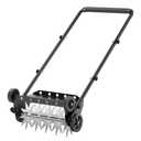 Lineware 18-Inch Lawn Aerator,Heavy Duty Push Spike Aerator with 4 Wheels,Aerator Lawn Tool with Steel Handle, Manual Aerator Lawn Tool with Foam Armrests, Suitable for Lawn, Garden and Yard