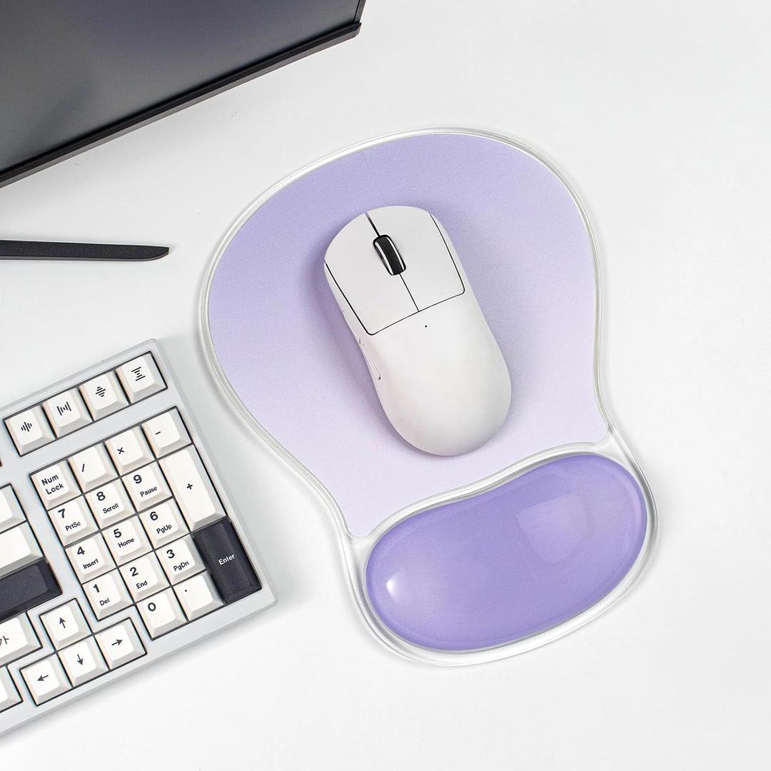 Gel Mouse Pad with Wrist Rest, Ergonomic Purple Mousepad Support, Cooling Pain Relief Mousepad with Non-Slip Base for Computer/Office/Home