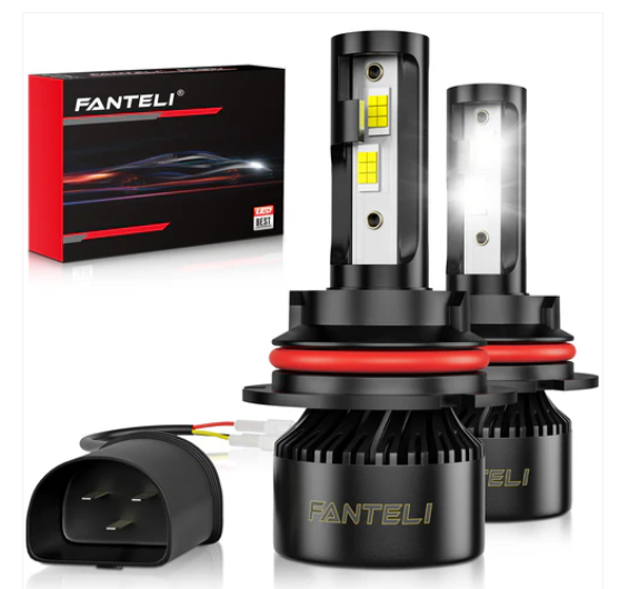 FANTELI 9007 LED Headlight Bulb, 20000 Lumens 600% Brighter 9007 LED Headlight Bulb High and Low 6500K Cool White CSP LED Headlights Conversion Kit Halogen Replacement, Pack of 2