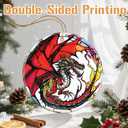 4 x Ceramic-Style Christmas Tree Decorations, Christmas Ornaments, Double-Sided Printed Ornament Keepsakes, Holiday Decor. Xmas Gifts, Gifts for Dragon Lovers - Dragon-Themed