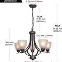 5 Light Shaded Contemporary Chandeliers with Alabaster Glass Oil Rubbed Bronze Modern Light Fixtures Ceiling Hanging Rustic Pendant Lighting for Dining Room Foyer Bedroom Living Room