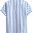 Boys Button Dwon Shirt Short Sleeve 2026 Fashion Shirt Casual Lightweight (Blue, M)