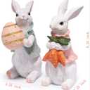 Hodao Handcrafted Wooden Easter Bunny Figurine Decoration  Celebrating Spring with Cute Rabbit, Good for Easter Home Decor  Ideal Gift for Spring Festivals (White-2)