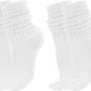 Women's & Men's Scrunch Knee High & Crew Boot Socks - Neon Slouchy Tube Long Socks Pack (White)