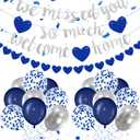 Navy Blue Silver Welcome Home Decorations We Missed You So Much Banner Glitter Garland and Balloons Family Housewarming Party Supplies Military Army Welcome Back Party Decor
