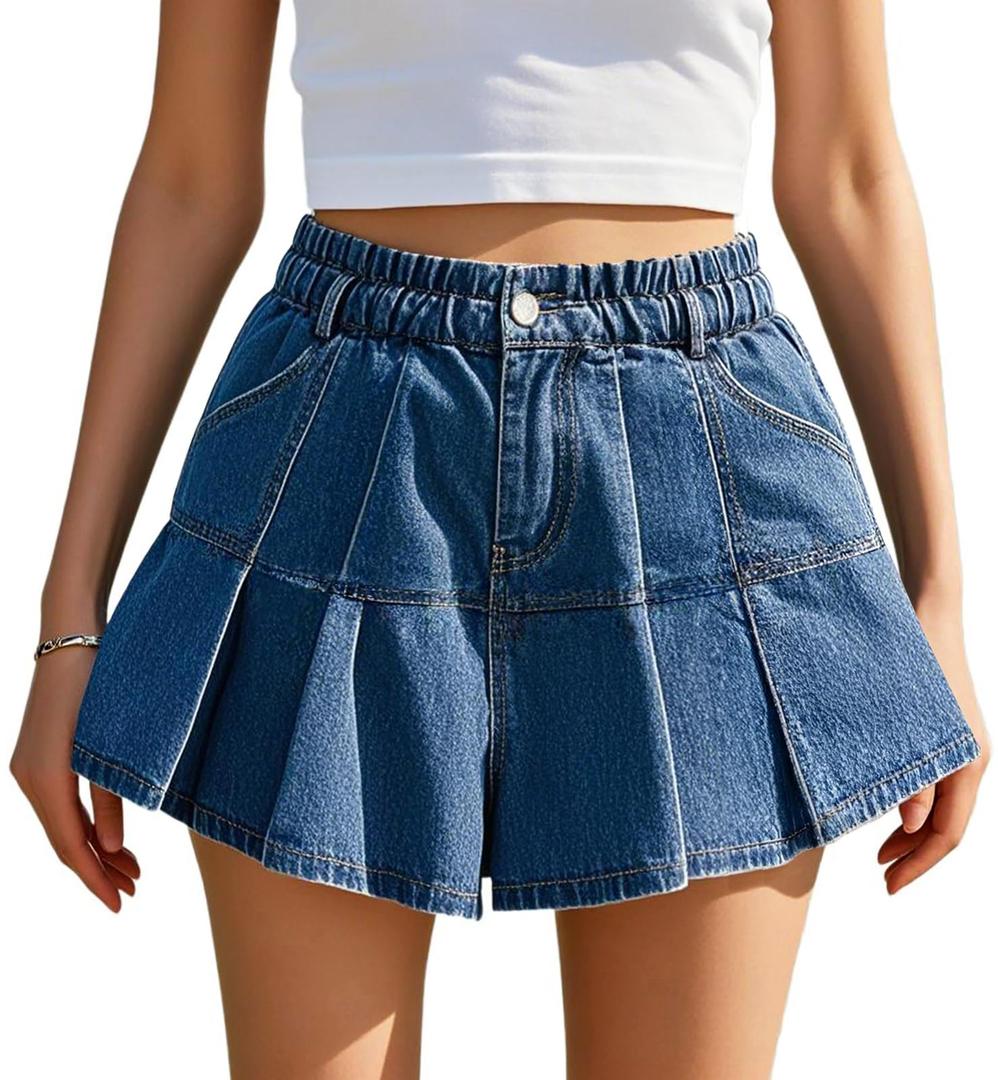 Jeans for Women Stretchy High Waisted Jeans with Loose Denim Pants (Blue, M)