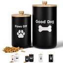 Dog Treat Container Airtight Set of 2 - 9x5 & 7x4 inch Ceramic Dog Treat Jars for Kitchen Counter with Airtight Lids - 11 Cup Capacity Pet Treat Container Set - Doggie Cookie Jar - Big Treats Canister