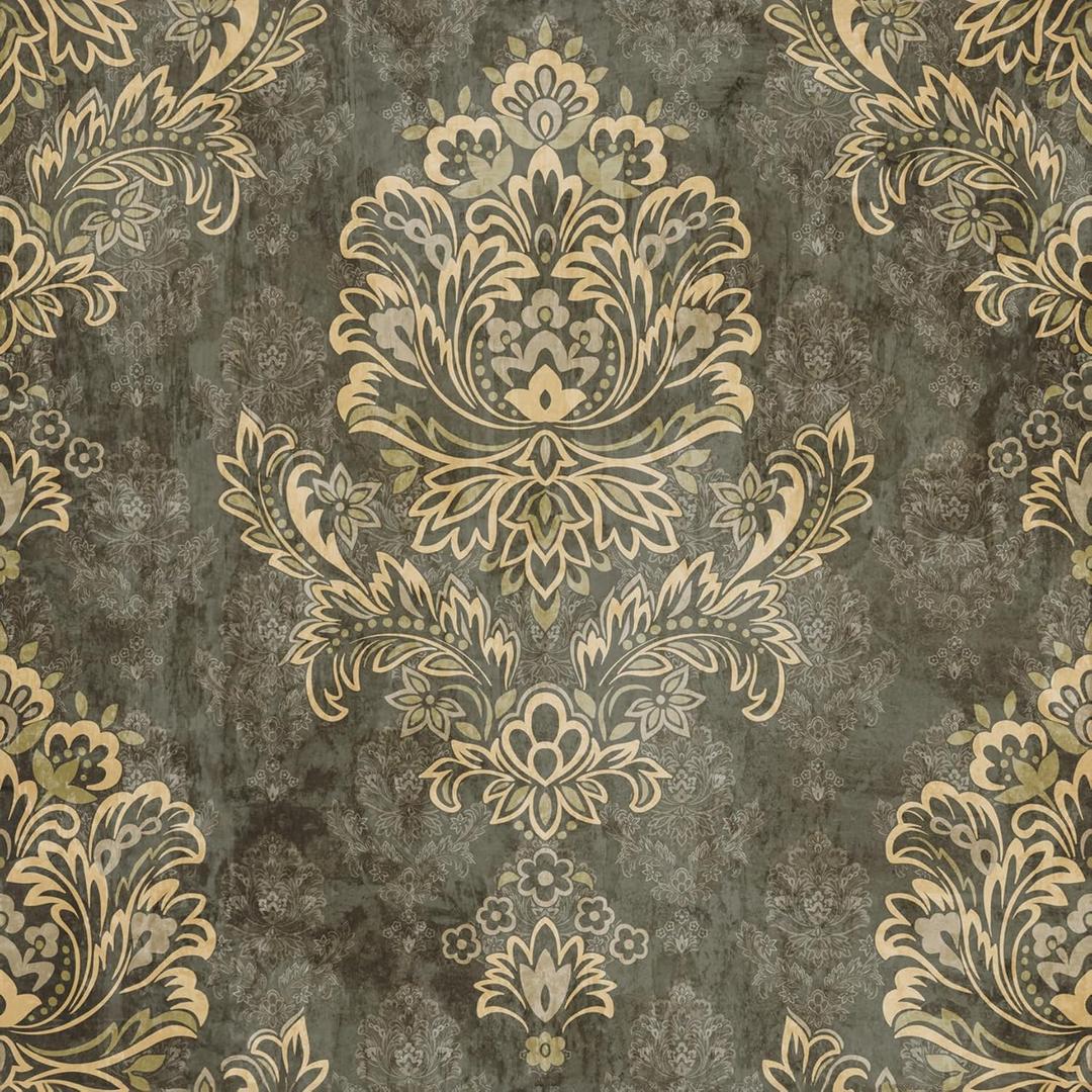 Grey Vintage Floral Peel and Stick Wallpaper for Bedroom - French Textured Damask Removable Self-Adhesive Contact Paper 17.7 in x 118 in Renter Friendly Classic Non-Woven for Living Room Farmhouse (Gray)