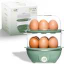 COOK WITH COLOR 350W Electric Double Layer Egg Cooker - Egg Boiler for Hard Boiled, Soft Boiled, and Omelettes, 6.1x6.1x8.7, Dark Sage