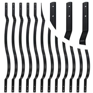 50 Pack - 32.25"x1" Balusters for Deck Railing Curve Aluminum Deck Balusters Face Mount Metal Deck Spindles Shiny Black