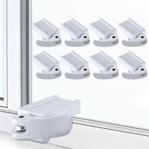 8 Pack Window Locks, Diecast Durable Design, Compatible with Horizontal and Vertical Window, Fit 1/16 inch(0.16cm) up to 1-1/2 Inch Long Version Wide Rail Easy Installation Enhanced Safety