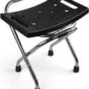 Folding Shower Seat, Stainless Eligible Shower Chair for Inside Shower, 400lbs Portable Travel Shower Stool, Safety Anti-Slip Bath Chair for Seniors, Disabled (Black)