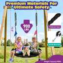 HeyZoo 48 Inch Saucer Swing for Kids & Adults, 900lbs Weight Capacity Heavy Duty Tree Swing Sets for Backyard with 2 Hanging Straps, Adjustable Ropes & Center Swivel Spinner, Gifts for Family, Black