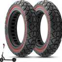 10X2.125 Off Road Tire for Electric Scooter, 10 Inch Solid Rubber Tires Compatible with Ninebot F20/F30/F40/F65, Tubeless Solid Tiyes for Electric Scooter, Red or Colorful 2PCS (Red)