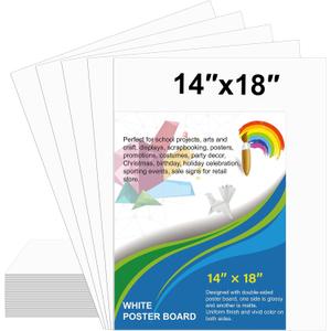 100 Pcs White Poster Board Paper 14x18, ROOKEA Blank Graphic Display Vision Boards Bulk for School Arts Classroom Crafts Projects Presentations Drawing Scrapbooking