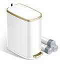 KUK Small Bathroom Trash Can with Lid Soft Close, Step Pedal, 2.6 Gal Stainless Steel Garbage Can with Removable Inner Bucket, Anti-Fingerprint Wastebasket for Office, Bedroom, Toilet (White)