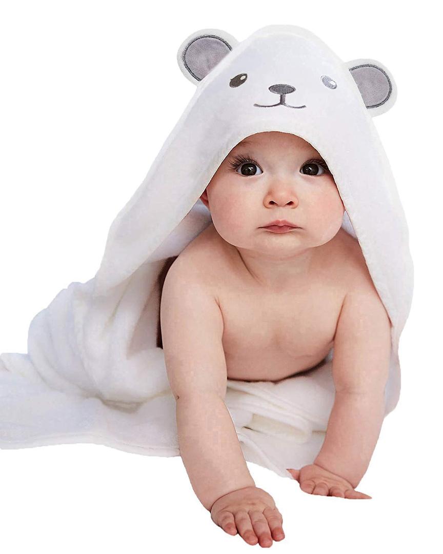 HIPHOP PANDA Hooded Towel - Rayon Made from Bamboo, Bath Towel with Bear Ears for Newborn, Babie, Toddler, Infant - Absorbent Large Baby Towel - Bear, 30 x 30 Inch (30x30 Inch (Pack of 1))