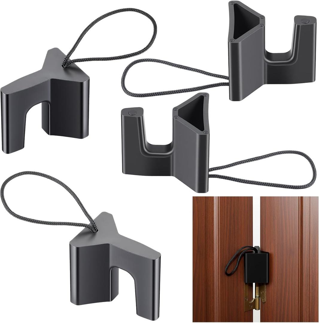 4 Pcs Over The Hinge Door Stopper Plastic Residential Door Holder for Office School Home Commercial Use Hospitals Hotels, Safe and Anti Pinch Design, Can Fix Tension Hinged Doors