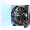 Comfort Zone 9-inch Portable Box Fan  Compact Desktop Cooling Fan with 3-Speeds, Quiet Operation, Built-in Carry Handle & Safety Grill  ETL Listed for Home, Office, or Dorm  Black