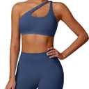 ABOCIW Workout Sets for Women Crossover High Waist Biker Shorts One Shoulder Sports Bra 2 Piece Gym Yoga Outfits Small
