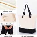 HIFA Personalized Custom Tote Bag for Women, Canvas Tote Bag - Zipper Closure, Extra Inner Pocket - Shoulder Bag