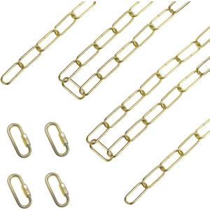 ECUDIS 20 Feet Pendant Light Fixture Chain, Lighting Hanging Chain Extension with Connection Locks, Lighting Chain Replacement for Chandelier, Plants, Fruit Basket (Brass)