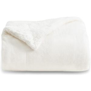Bedsure GentleSoft Sherpa Fleece Twin Size Blanket for Couch, Non-Heated, Thick and Warm Throw for Women and Men, Soft Fuzzy Plush Twin Blanket for Winter, White, 60x80 Inches
